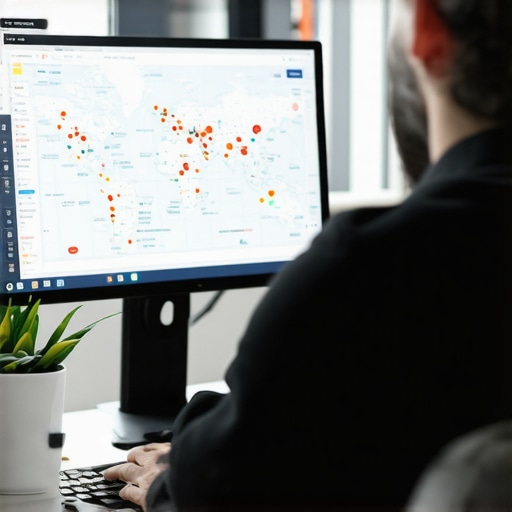 Business owner reviewing local SEO and map pack rankings on computer