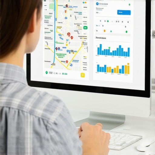 SEO specialist reviewing Google Maps SEO analytics and ranking trends