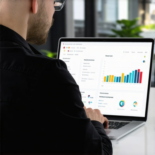 Business owner reviewing local map listing analytics on laptop to maintain visibility strategies.