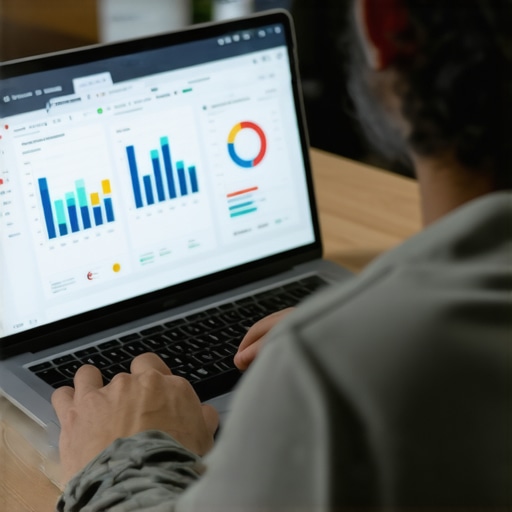 A person analyzing local search rankings and citations on a laptop with SEO dashboards.