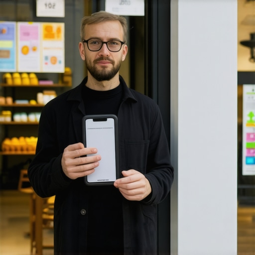 Business storefront with AR tags highlighting offers and features, attracting digital engagement.