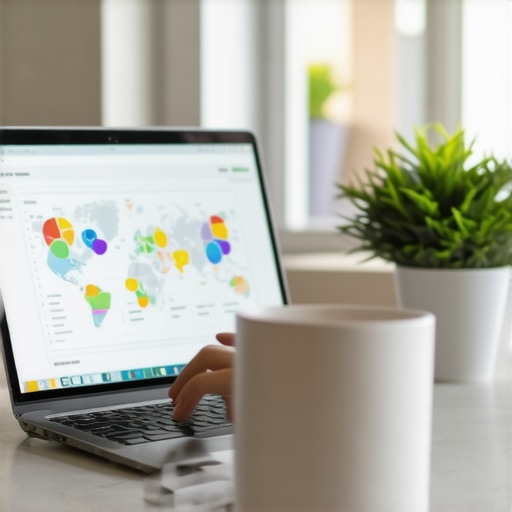 Business owner focusing on local SEO analytics on a laptop screen