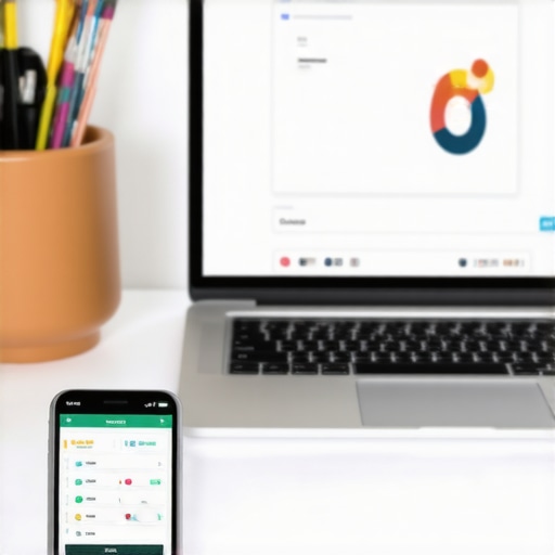 Laptop and smartphone on a desk showing local SEO and foot traffic analytics for business map pack management.