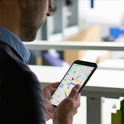 Business owner analyzing cross-device interaction data on a smartphone and computer
