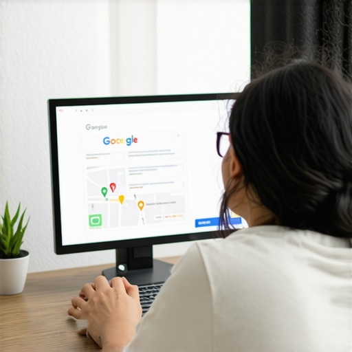 Person working on Google Business Profile with local map views