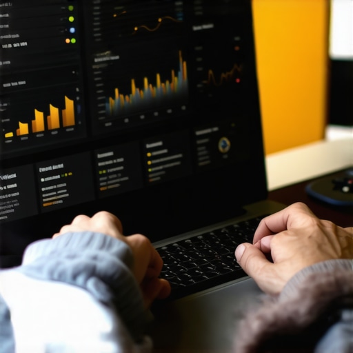 Person analyzing local SEO metrics using digital analytics dashboard.