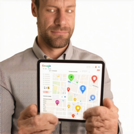 Business owner reviewing local map pack rankings on a digital device.