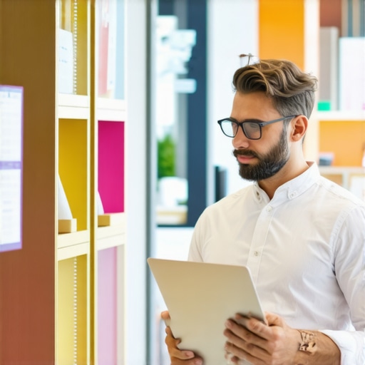 Business owner engaging with customers and updating online listing in a vibrant retail setting