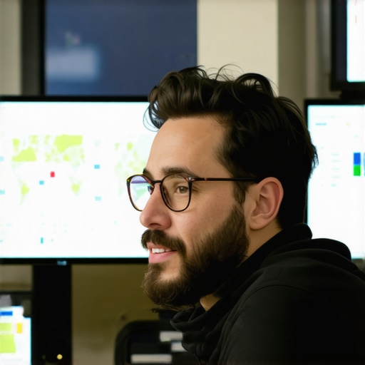 Business owner reviewing local SEO analytics on a laptop with map visuals.