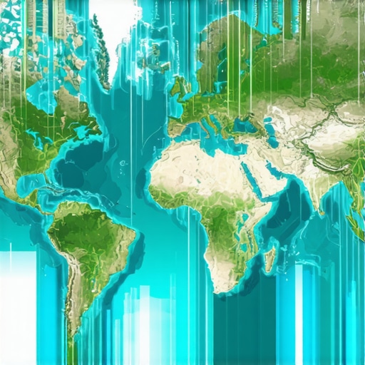 A digital map highlighting geolocation, user interaction, and satellite signals affecting local SEO rankings.