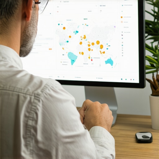 Business owner working on local SEO optimization with Google Maps and analytics tools