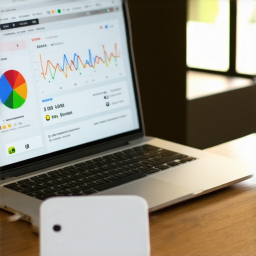 Digital marketer working on local SEO optimization with analytics charts