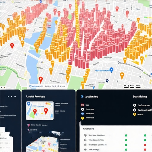 Advanced Local Ranking Heat Map Analysis A detailed digital map visualization showing how a business ranks in different neighborhoods across a city grid.