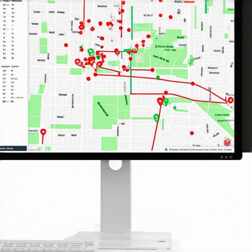 A city-wide ranking grid showing local map pack positions across different neighborhoods.