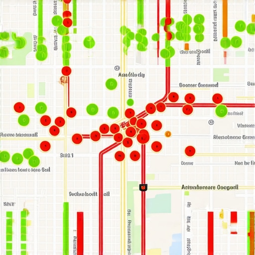A visual heat map showing business rank across a geographic area to track map pack placement effectiveness