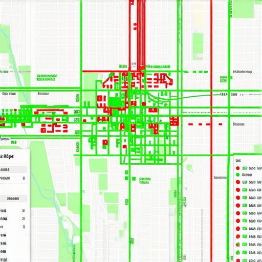 A visual representation of local search ranking grid for map pack placement monitoring.