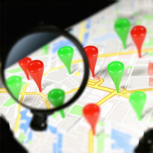 A digital map showing local search rankings and analysis