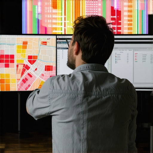 A digital marketer looking at a local search heat map to optimize business map pack rankings.