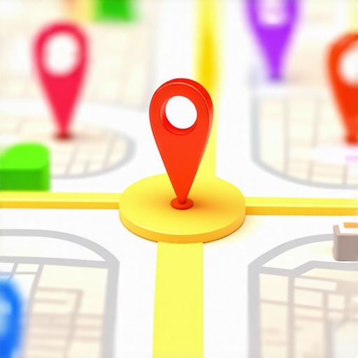 An isometric map showing business prominence outweighing geographic proximity in local search results.