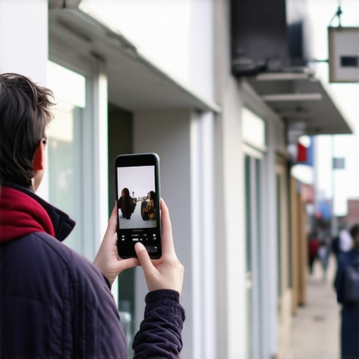 A person recording a video of a storefront to provide proof of life for a Google Business Profile.