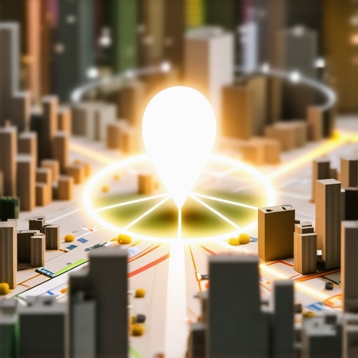 A 3D city map showing business influence expanding across several city blocks.