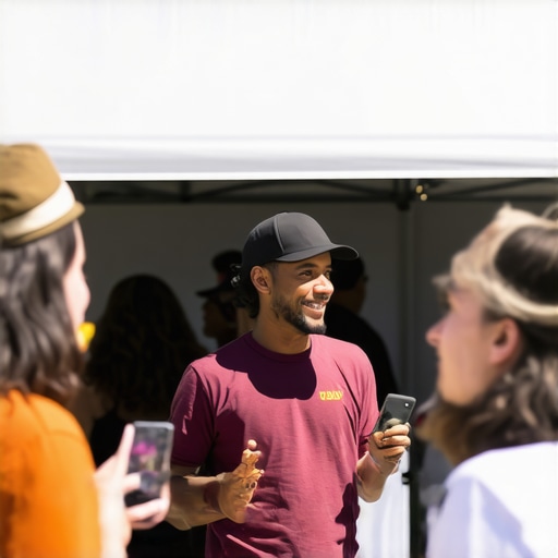 Small business owner participating in a local community event to boost neighborhood visibility and map rankings.