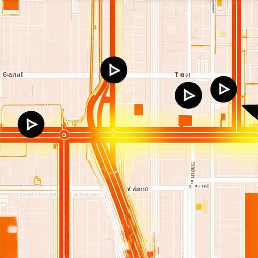 Local Map Interaction and Behavioral Signals Visualization Heat map of a city showing high user engagement and clicks on a local business map pack entry.