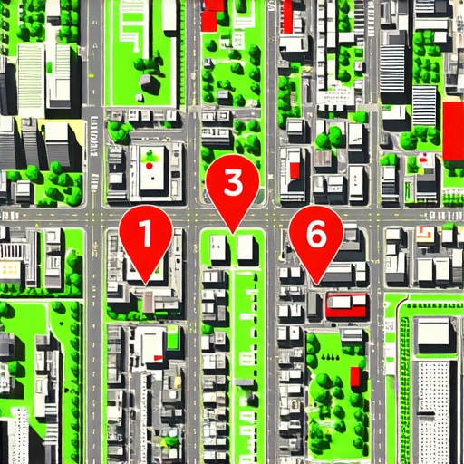 A visualization of local map pack rankings across a city grid.