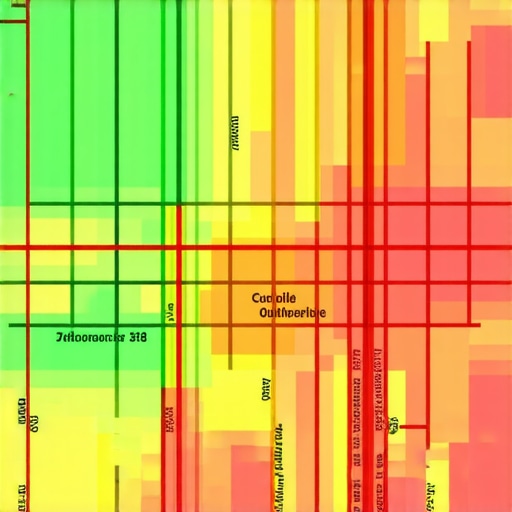 A map showing how business rankings change block by block based on searcher location.