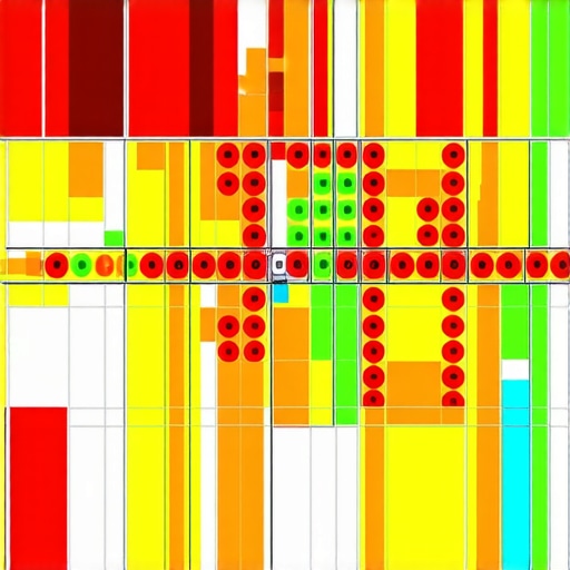 A visualization of local map pack rankings across different geographic points in a city grid