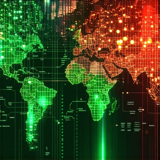 A digital map grid showing business ranking strength in a local area