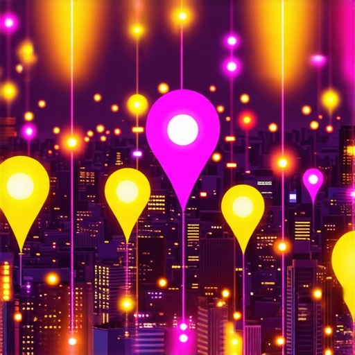 A 3D digital map showing various ranking intensities for local businesses.