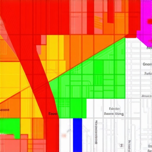 A heatmap visualization showing how a business map pack entry performs across different neighborhood coordinates.