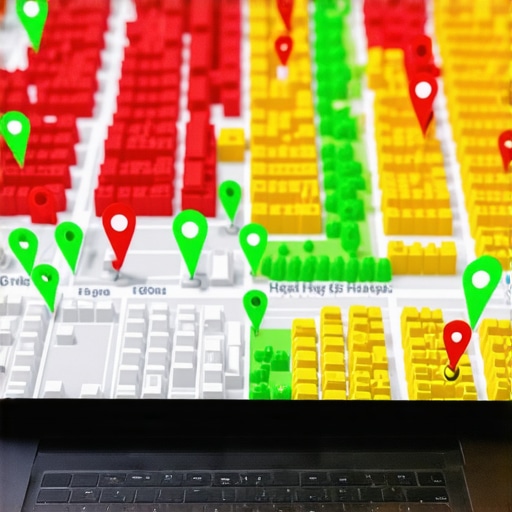 A visual representation of a local search grid showing ranking positions across a geographic area.