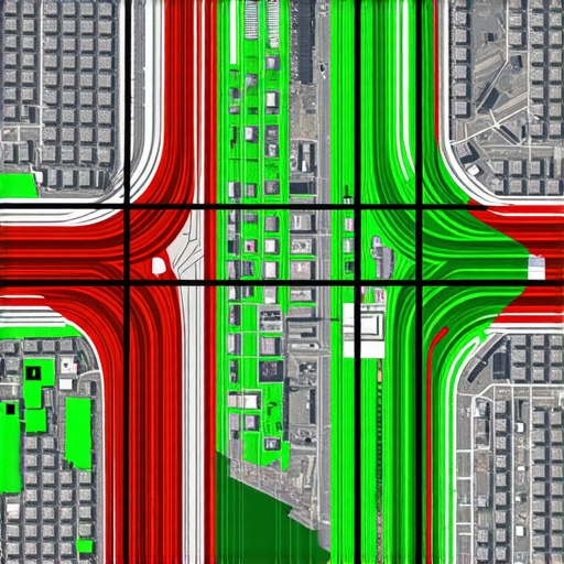 A heat map showing business ranking positions across different city blocks.