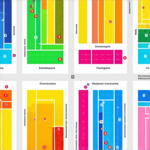 A grid-based rank tracking map showing local search rankings across a city area.
