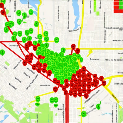 A visualization of local map pack placement across a geographic grid.