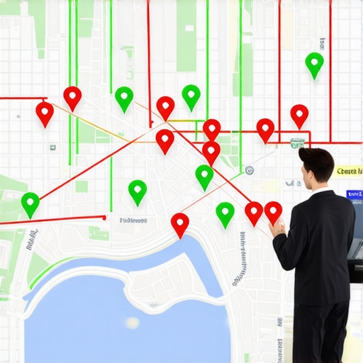 A digital grid showing local map pack ranking performance across a geographic area.