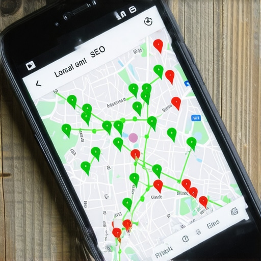 A digital grid map showing ranking positions for a business map pack listing across different geographic points.