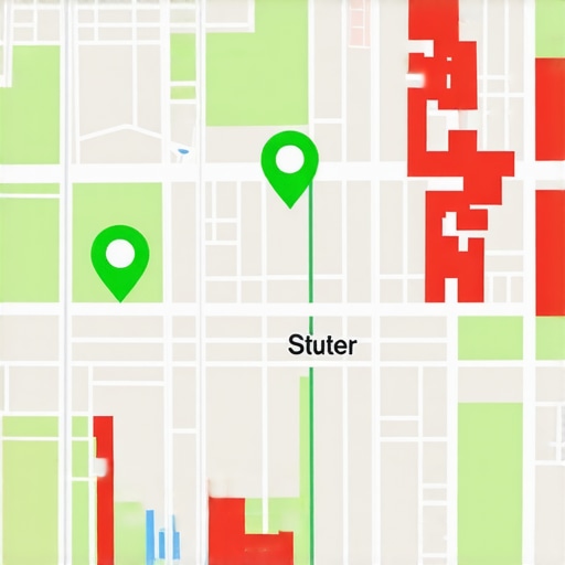 A digital grid map showing ranking positions for a local business map pack listing.