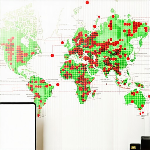 A digital map showing local SEO grid ranking results for a business map pack profile.