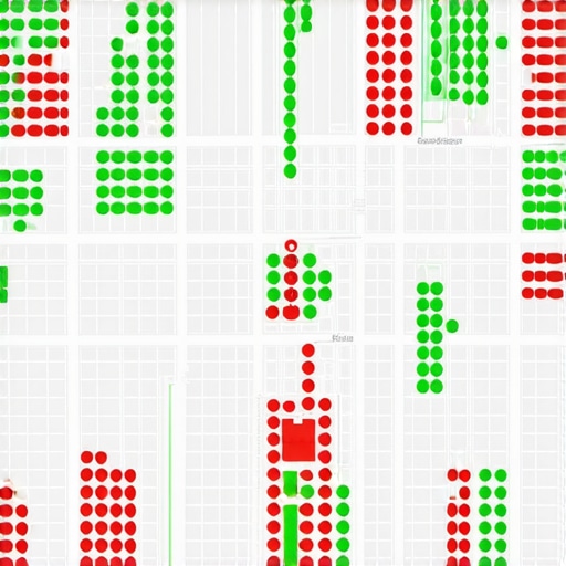 A visual representation of how a business ranks across different blocks in a city using a geo-grid tool.