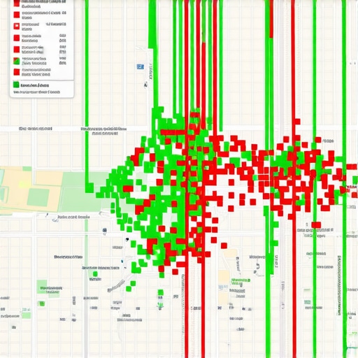 A marketing dashboard displaying a local search ranking heatmap for a business map pack.
