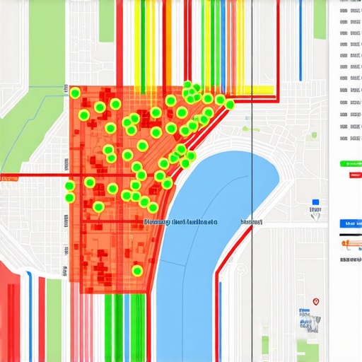 Local SEO Heatmap Ranking Dashboard A digital map showing a local SEO rank tracking heatmap with grid points.
