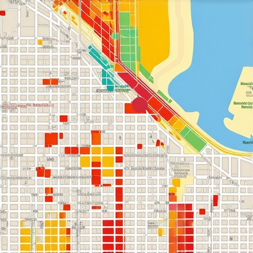Local SEO Proximity Filter and Heatmap Visualization A detailed 3D heatmap showing how local search rankings vary by proximity and searcher location.