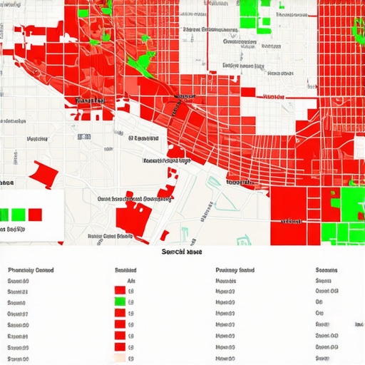 A visual representation of how business map pack rankings fluctuate based on the searcher's physical location.