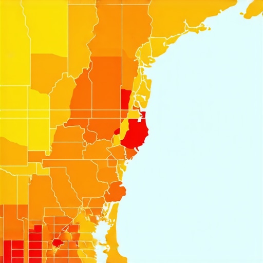 A heatmap showing how map pack placement changes based on geographic distance from the business location.