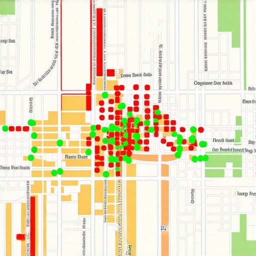 Visual representation of how a business map pack placement varies by searcher location