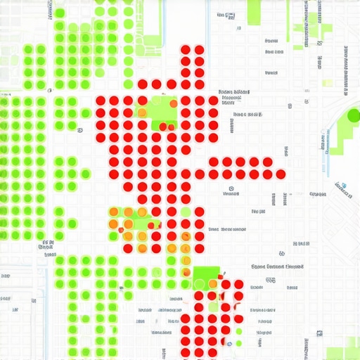 A visual grid showing business map pack rankings across a local geographic area.