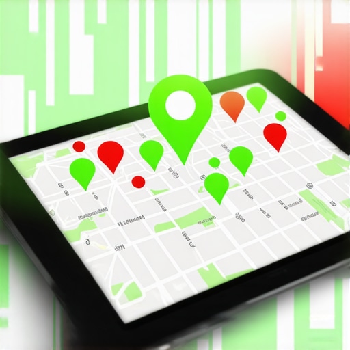 A visualization of a local rank tracker showing business map pack placement across a city grid.
